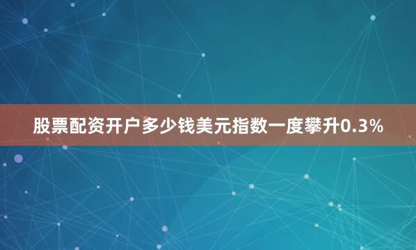 股票配资开户多少钱美元指数一度攀升0.3%